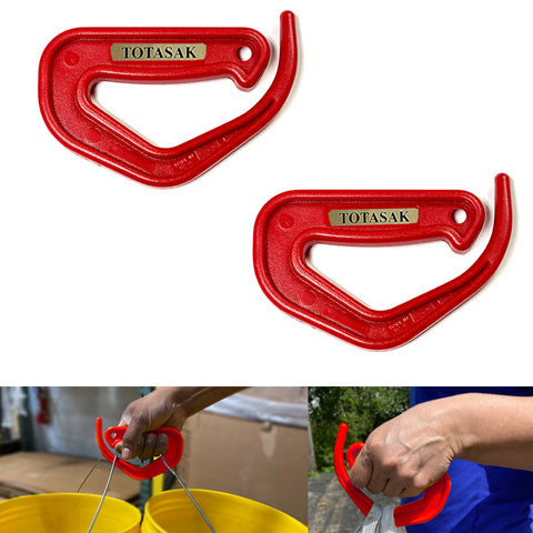 Totasak Grocery Bag Carrier (2-Pack Red) - Multiple Shopping Bag Holder Handle - Durable Lightweight Multi Purpose Secondary Handle Tool