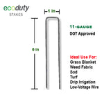 Ecoduty Contractor Grade Solid Steel 6 inch 11-Gauge Sod Staples (100 ct)